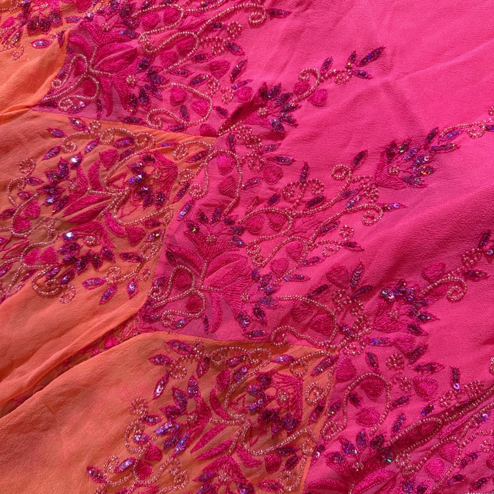 Vintage Y2K 100% Silk Beaded Dress Vintage Beaded Dress Fairy Ombré Rainbow Prom - Picture 7 of 17